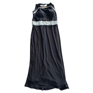 MAC DUGGAL Designer Black Evening Gown, Crystal & Sequin Waist Formal Dress SZ 6